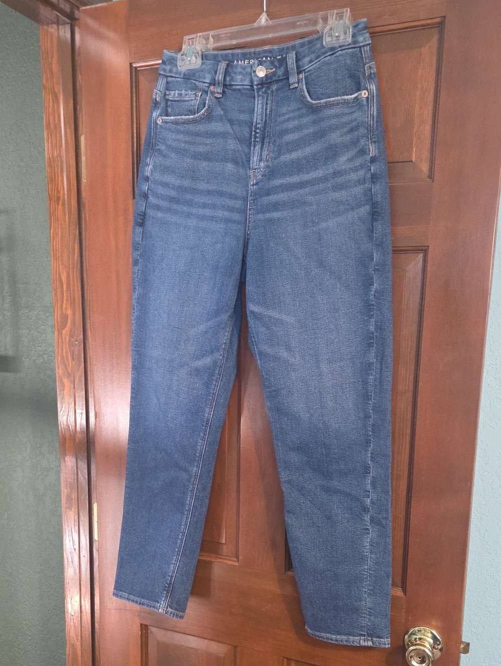 American Eagle Outfitters High-Rise Relaxed Straight Jeans - Dark Blue